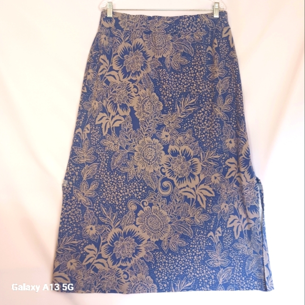 Belle by Kim Gravel Women's Floral Stretch Long Side Slits Skirt Sz L